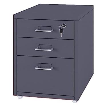Imagem de Armário de arquivo móvel de metal com rodízios de trava - 3 gavetas sob a mesa armário de metal para organização de escritório
