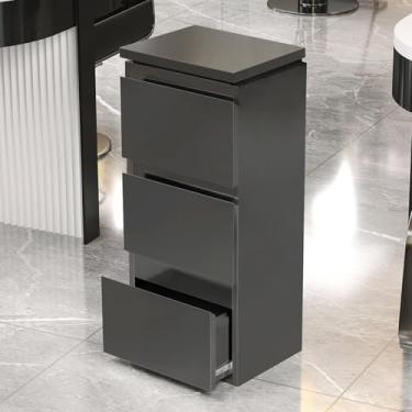 Imagem de Armário de armazenamento de salão de barbeiro de aço inoxidável – estação de estilo de 3 gavetas para cabeleireiros, spa de beleza e organização de ferramentas de tatuagem, armazenamento de