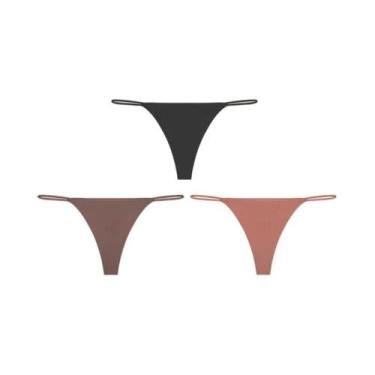 Imagem de Calcinhas Tanga Sem Costura De Cintura Baixa 3PCS Com Alças Finas E Al