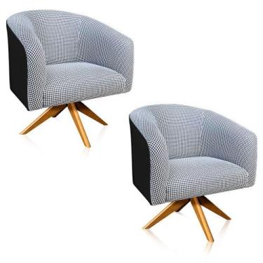 Imagem de Kit 02 poltronas giratoria stella linho - DRossi, Preto