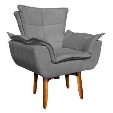 Imagem de Poltrona Giratória Opala Suede Grafite Base Pés Palito 25 cm - D'Rossi