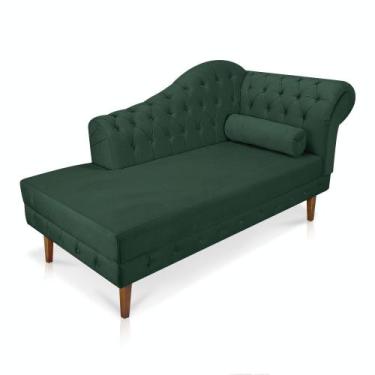 Imagem de Divã Recamier Capitonê Mônaco 165 cm Suede Verde Pés Chanfrado- D'Ross