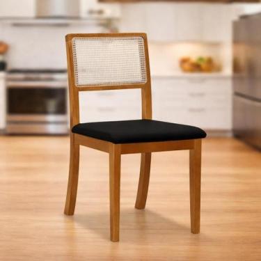 Imagem de Kit 6 Cadeiras de Jantar Estofada Veludo Rubi Madeira Maciça - Malube 