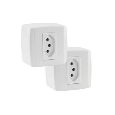 Imagem de Kit 2 Tomada Sobrepor Externa 10A 2P+T 250V Branco ilumi - KIT2TOMADAS