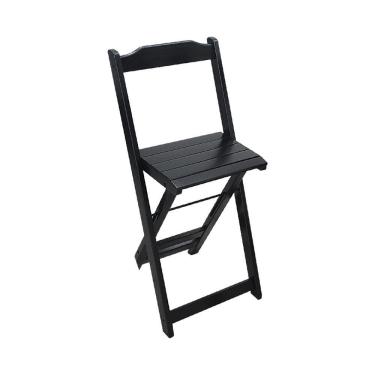 Imagem de Mesa Bistrô Dobrável De Madeira Redonda Com 2 Banquetas Preta - Tarimatã