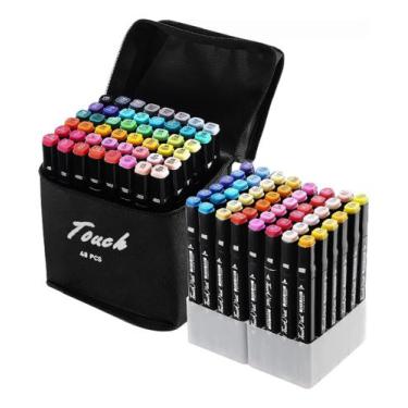 Imagem de Maleta De Canetinhas Coloridas 48 Cores Duas Pontas Hidrográfica Touch
