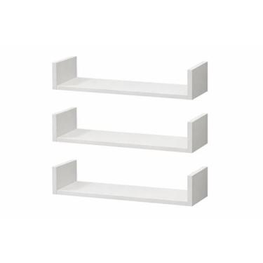 Imagem de Kit 3 Prateleitas 48x10 Em U Sala Quarto Cozinha Mdf Branco - Decorar 