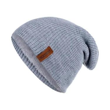 Imagem de Gorro De Inverno Unissex Forrado Com Pelúcia, Tricotado, Quente, Boné 