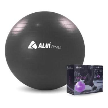 Imagem de Bola De Exercícios Pilates Yoga Treino Gym Preto 75cm Bomba Manual Enc
