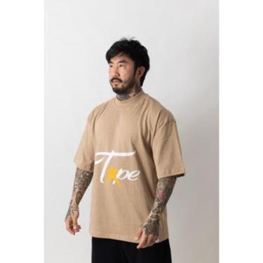 Imagem de Camiseta Oversized Gola Alta Superstarr Bege-Unissex