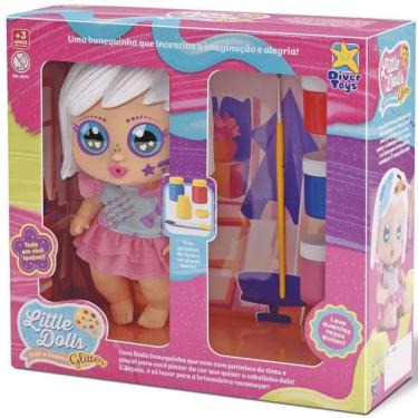 Imagem de Boneca Infantil Little DOLLS Glitter Pinta e Repinta