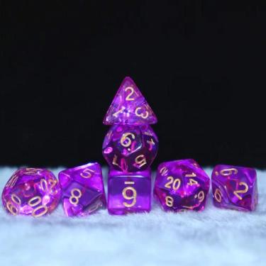 Imagem de Dado Poliédrico Transparente Roxo Para Jogos De Tabuleiro De RPG Brinq