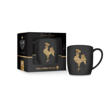 Imagem de Caneca Porcelana Série Ouro Time Futebol Xícara Luxo Oficial Times:Atl