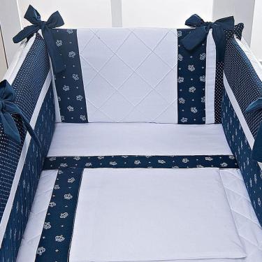 Imagem de Kit Para Mini Berço 7 Peças Coroa Azul Marinho