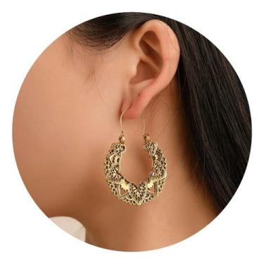 Imagem de Brincos Femininos Detalhes Luxo Dourado Mulheres Moda - - anjo da mamã