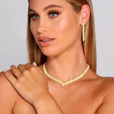 Imagem de kit Colar com brincos strass luxo casamento debutante aniver - - anjo 