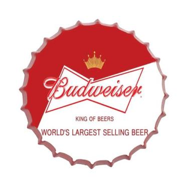 Imagem de Placa Redonda De Metal Vintage Com Tampa De Garrafa De Vinho Ou Cervej