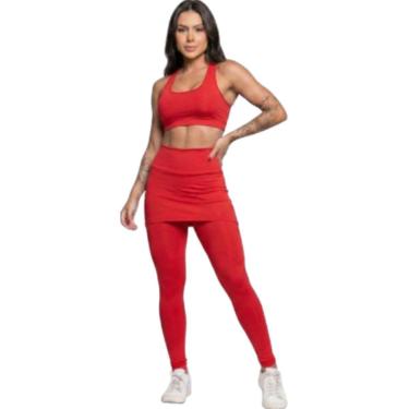 Imagem de Calça Legging Com Saia Serra e Mar Modas Academia Tapa Bumbum Treino Suplex Moda Fitness Musculação-Feminino
