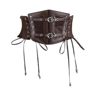 Imagem de Cinto Feminino De Couro Largo Com Elástico HERSHINE Y2K Estilo Gótico 