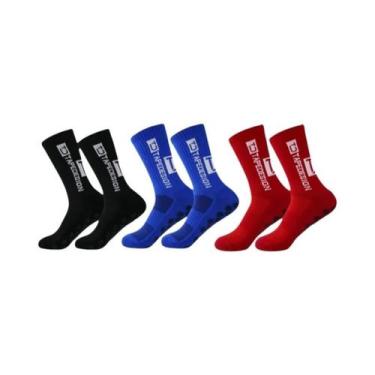 Imagem de Meias De Futebol Antiderrapantes Masculinas, 3 Pares, Meias Esportivas