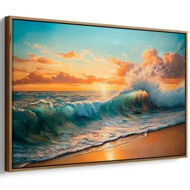 Imagem de Quadro decorativo Mar Pintura - Mioquadros, 120x80 cm, Tabaco