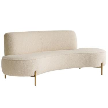 Imagem de Sofá Orgânico 2 Lugares 150cm Argos Pés Ouro Fosco Bouclé Off White - Nexta Casa