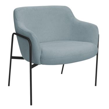 Imagem de Poltrona Decorativa Jade Base Aço Preto Bouclé Azul Claro - Nexta Casa