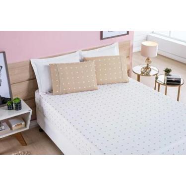 Imagem de Jogo De Lençol Queen 3 Peças Petit Poá Micro Percal 200 Fios Estampado