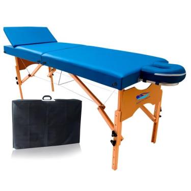 Imagem de Maca Portátil Pro 300Kg Madeira com Cabo de Aço Dobrável Apoio cabeça 