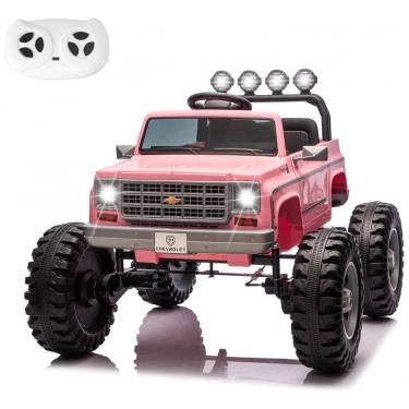 Imagem de Carrinho Elétrico Infantil Chevrolet Cheyenne Licenciado 24V, 2 Motores 200W, Controle Remoto, Música, Suspensão, Assento Largo, Rosa