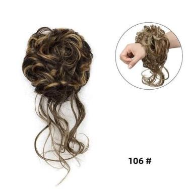 Imagem de Peruca De Coque Sintético Preto E Marrom Para Mulheres Com Elástico De