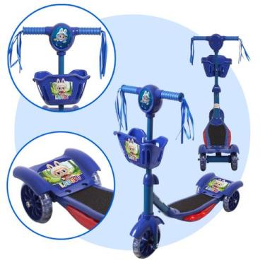 Imagem de Patinete Infantil 3 Rodas Azul LED Som Personagem Criança - Toys 2U