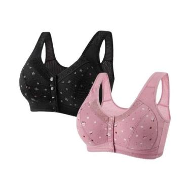 Imagem de Sutiã De Algodão Sem Costura E Sem Fio plus Size Com Fechamento Fronta