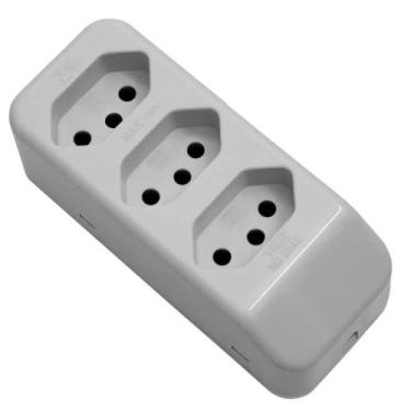 Imagem de Tomada Móvel Múltipla 2p+t 10a 250 Volts Tripla Cinza - 2700 - Fame To