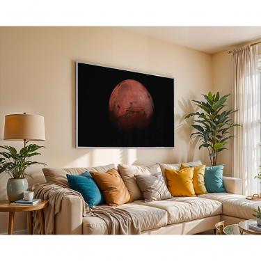 Imagem de Quadro Decorativo Júpter Retangular 120 X 50 em Canvas para Parede com Moldura Amadeirado