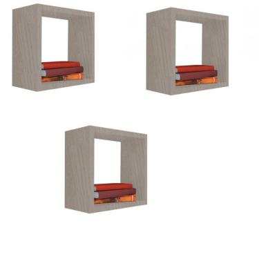 Imagem de Kit Nicho Decorativo [F031] 50x50x20CM Quadrado em MDF com Montagem Simples para Organi...