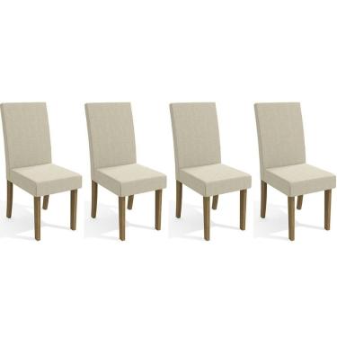 Imagem de Kit 4 Cadeiras de Cozinha 2CAD131FR Estrutura em MDF Assento em Tecido Bege Freijó-Linho