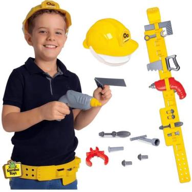 Imagem de Kit Engenheiro Infantil Ferramentas Com Capacete Samba Toys