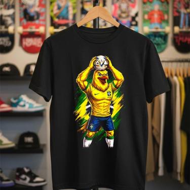 Imagem de Camiseta Preta Canarinho Brasil Seleção Brasileira Tecido 100% Algodão 30.1 Premium Tor...