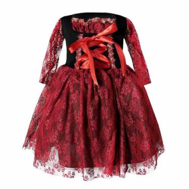 Imagem de Fantasia de Bruxa Luxo Vermelho Bebê de Halloween - Fantasias Carol CM