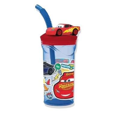 Imagem de Copo Infantil 360ml Exclusivo Carros Modelo 3D com Tampa e Canudo - - 