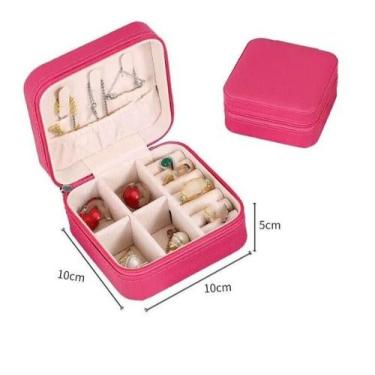 Imagem de Porta Jóias de Bolsa com Ziper Portátil Viagem 10x10x5cm - LNS, Rosa P