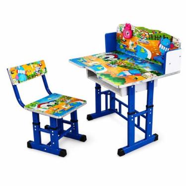 Imagem de Mesa Infantil Ajustável com Cadeira Azul Estudo - Yeet