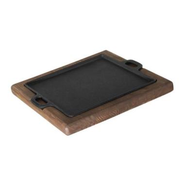 Imagem de Conjunto Chapa Ferro 24x24 Cm E Suporte Madeira Santana