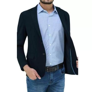 Imagem de Blazer Masculino Slim Fit Sarja Casual Elegante Ogochi Preto, Preto, 4