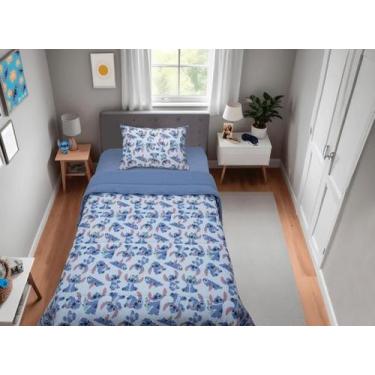 Imagem de Kit Edredom Solteiro Stitch Azul Claro Portallar