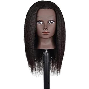 Imagem de Boneca De Prática De Estilo De Cabelo Cabeça De Manequim De Treinamento Afro Com Grampo...