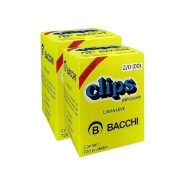 Imagem de Kit 2 Caixa com 720 clips galvanizados 2/0 clipes bacchi