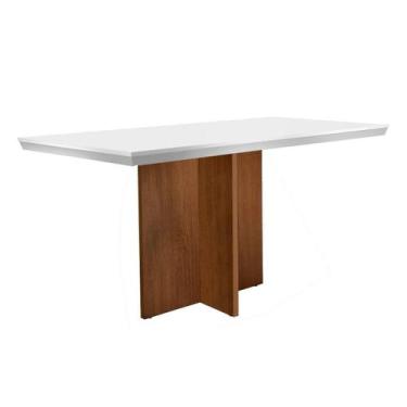 Imagem de Mesa para Cozinha Berlim + Tampo Madeirado Reto 120x80cm Imbuia - Rufa