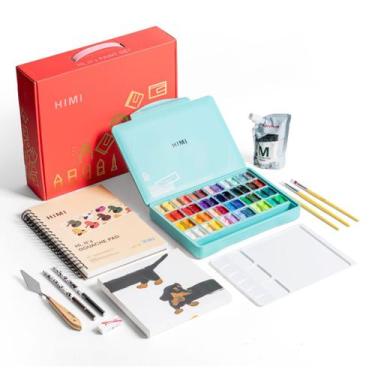 Imagem de Kit para Pintura Guache Himi com 48 Cores e 12 Acessórios